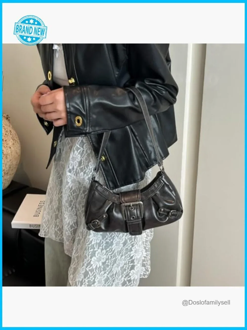 Y2K Retro Shoulder Bag Hobo Purse Top Handle Small Lightweight PU Leather